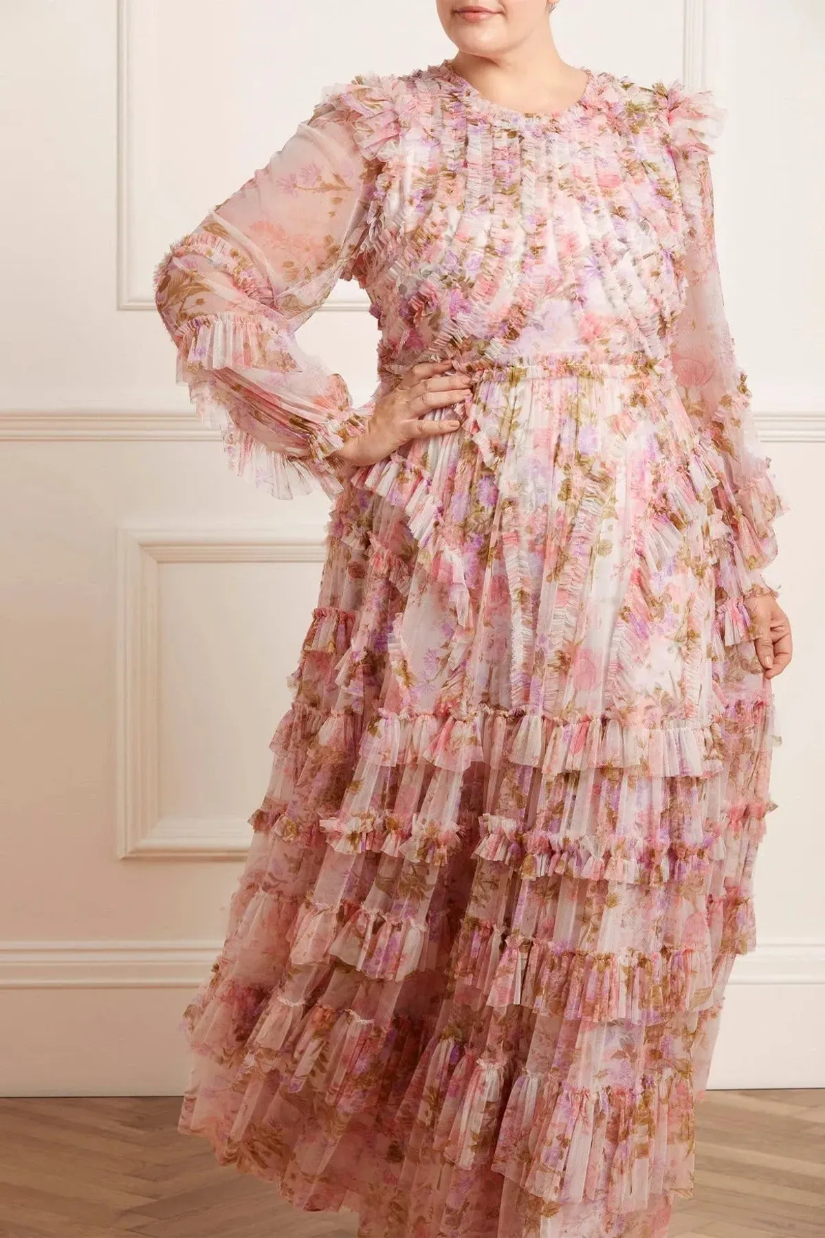 Needle and Thread Darling Meadow Ruffle Gown in Pink / Multi Size 20 - Image 1