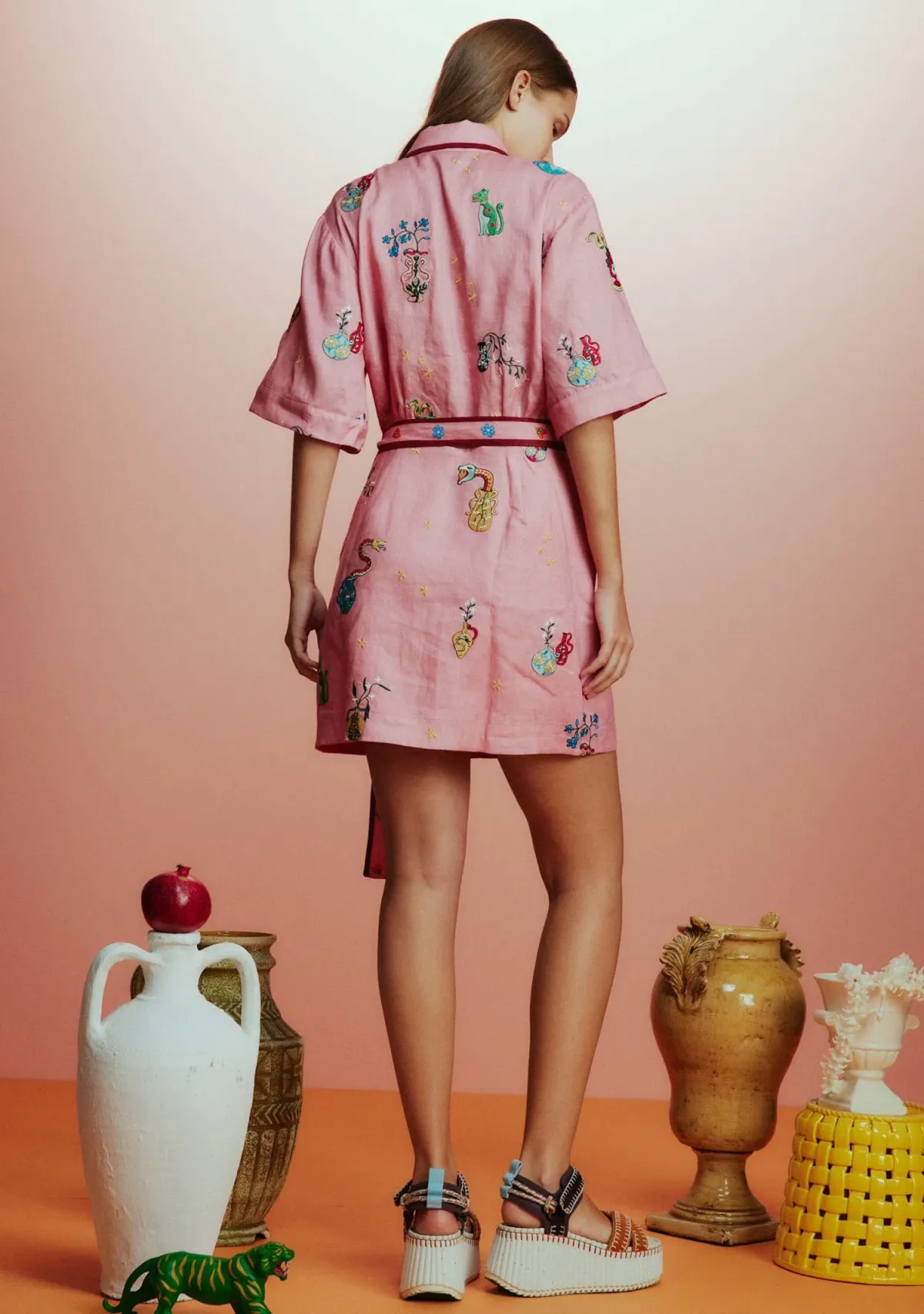 Alemais Timmy Embroidered Mini Dress Pink Size 10 - Image 3