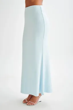 Meshki Winslet Strapless Slinky Longline Top and Bruna Slinky Fishtail Skirt Set in Sky Blue Size S / AU 8 for rent on The Volte - image 5
