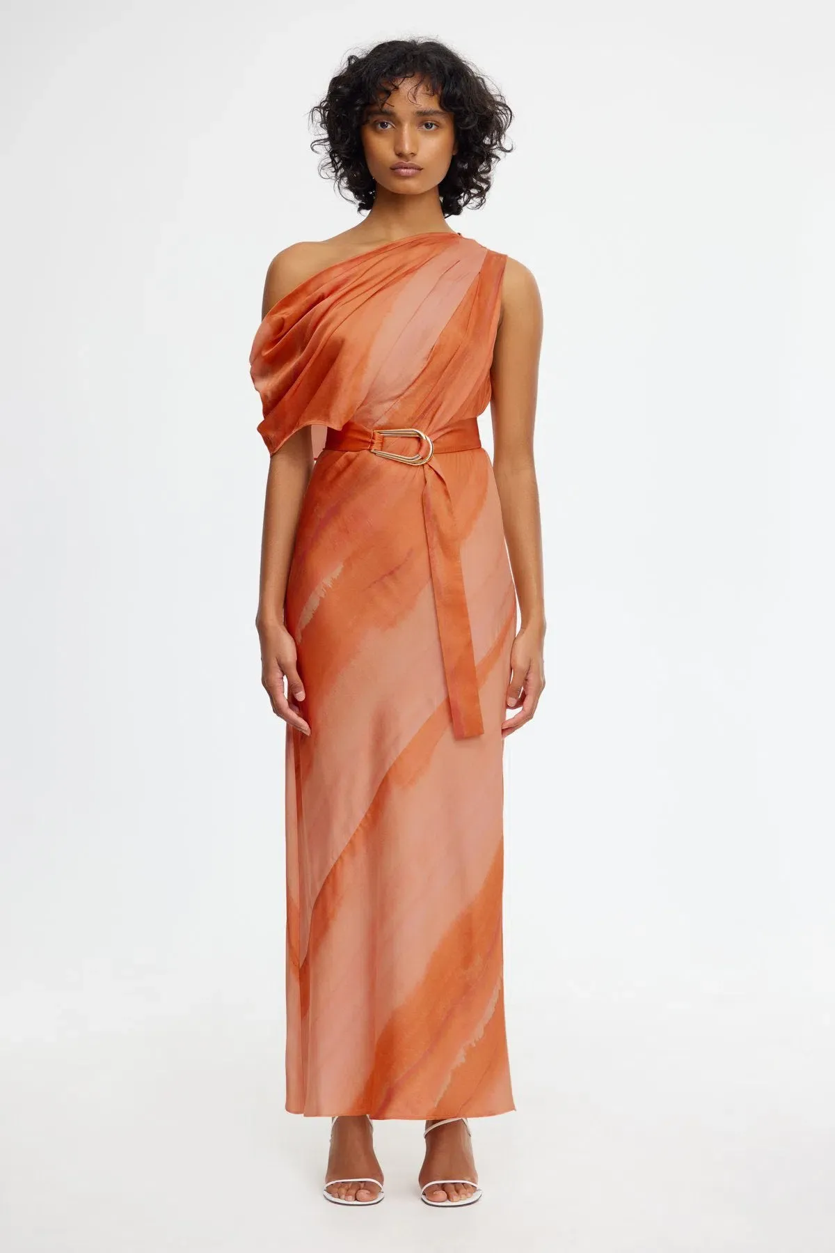 Acler Boise Midi Dress Melon Watercolour Size 14 - Image 1
