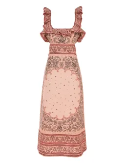 Zimmermann Matchmaker Frilled Midi Dress Pink Bandana Size 4 / AU 16 for rent on The Volte - image 5