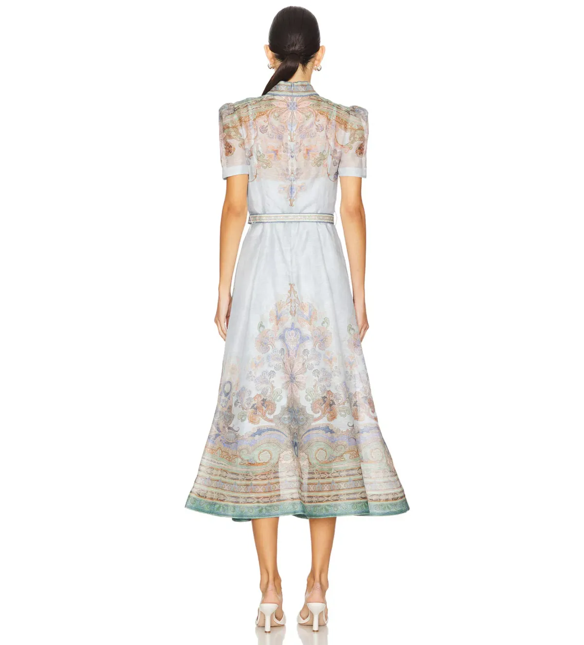 Zimmerman Eden Belted Midi Dress  in Blue Paisley Size 2 / AU 12 - Image 2