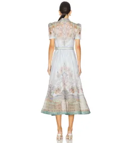 Zimmerman Eden Belted Midi Dress  in Blue Paisley Size 2 / AU 12 for rent on The Volte - image 2