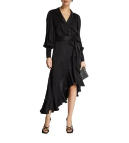 Zimmerman Silk Wrap Midi Dress in Black Size 2 / AU 12 for rent on The Volte - image 1