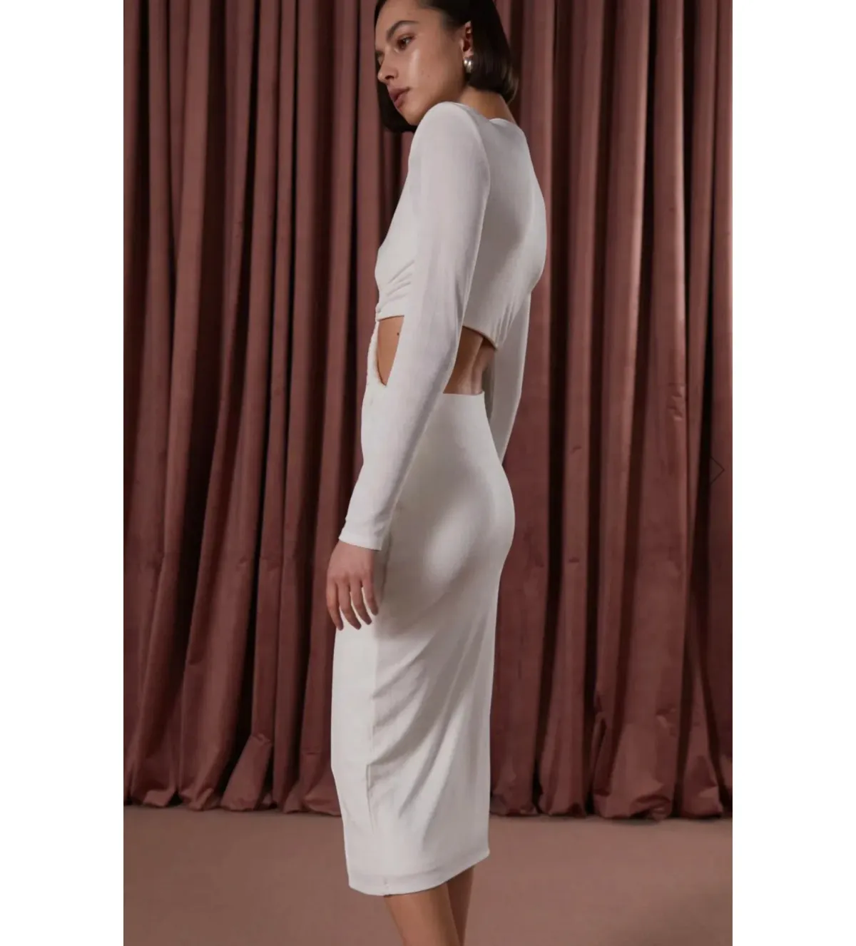 MISHA Scarlette Slinky Jersey Dress Ivory Size 8/S - Image 3