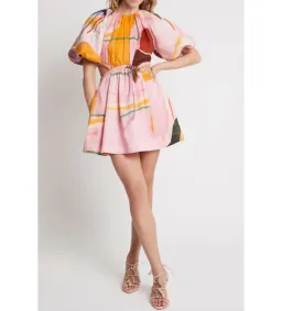 Aje Capucine Puff Sleeve Mini Dress Multi Size AU 12 for rent on The Volte - image 1