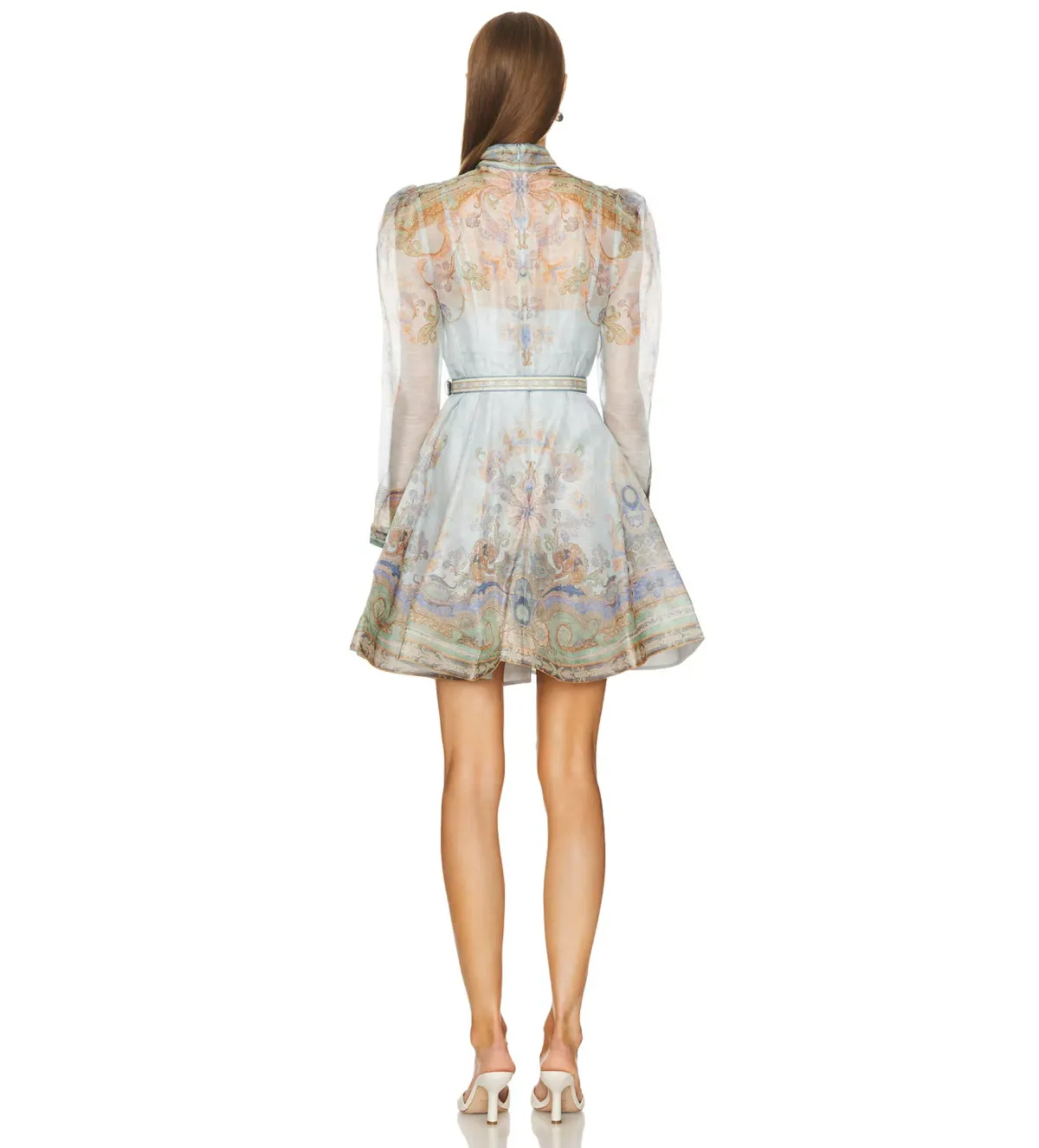 Zimmermann Eden Belted Mini Dress Blue Paisley Size 0 / AU 8 - Image 3