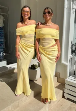 Benni Nico Off Shoulder Maxi Dress Butter Size 8 for rent on The Volte - image 4