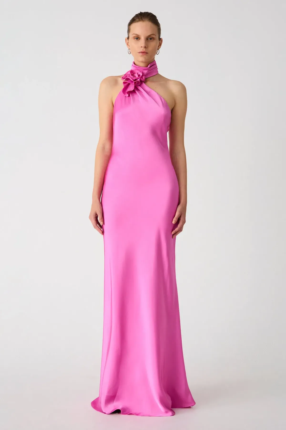 MISHA Teresa Rosette Detail Satin Gown Purple Rose Size 6/XS - Image 1
