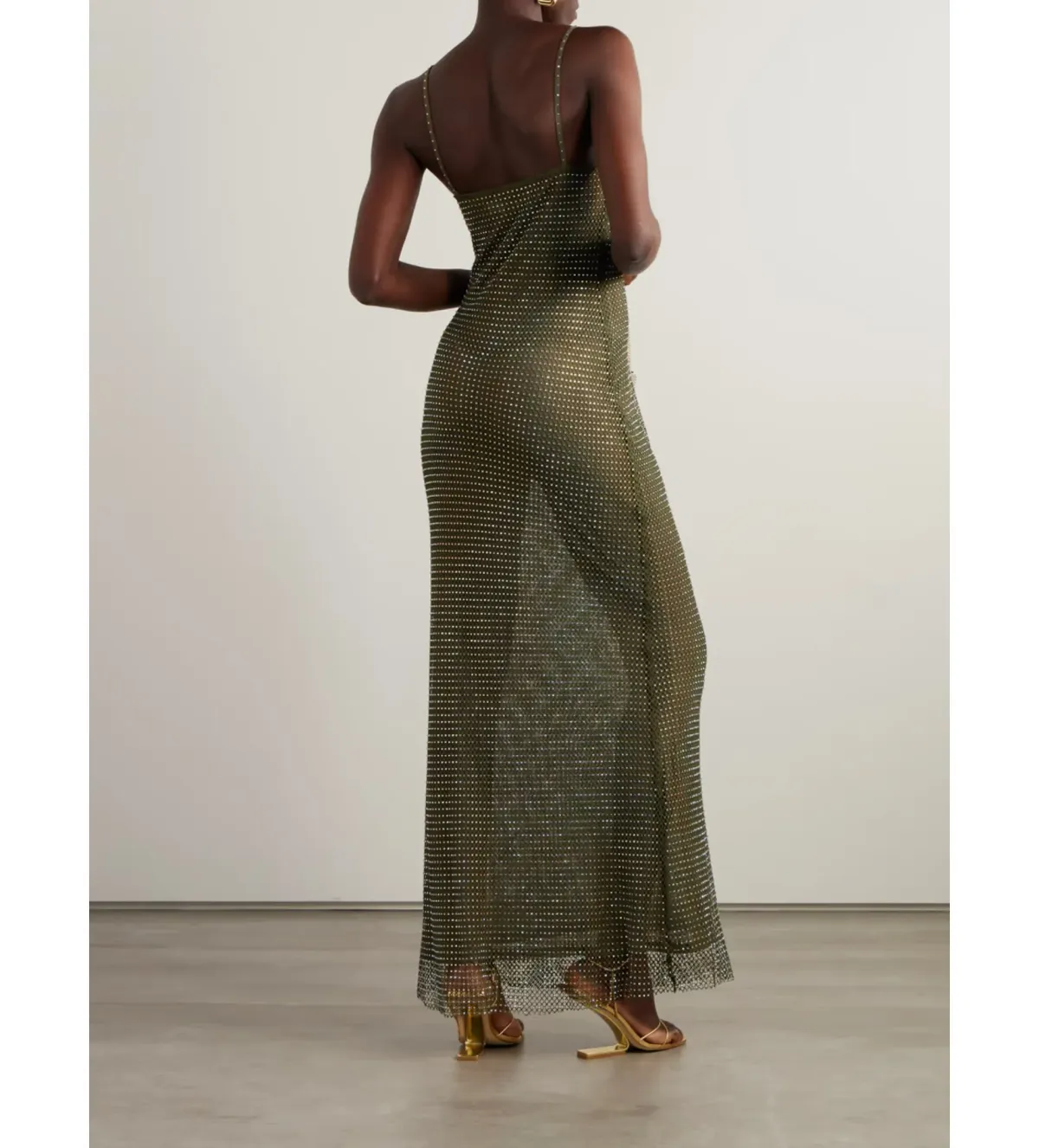 Self Portrait Crystal-embellished Fishnet Gown Green Size AU 8  - Image 2
