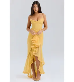 House of CB Gabbi Ruffled Front Gown Apricot Size XS / AU 6 for rent on The Volte - image 1