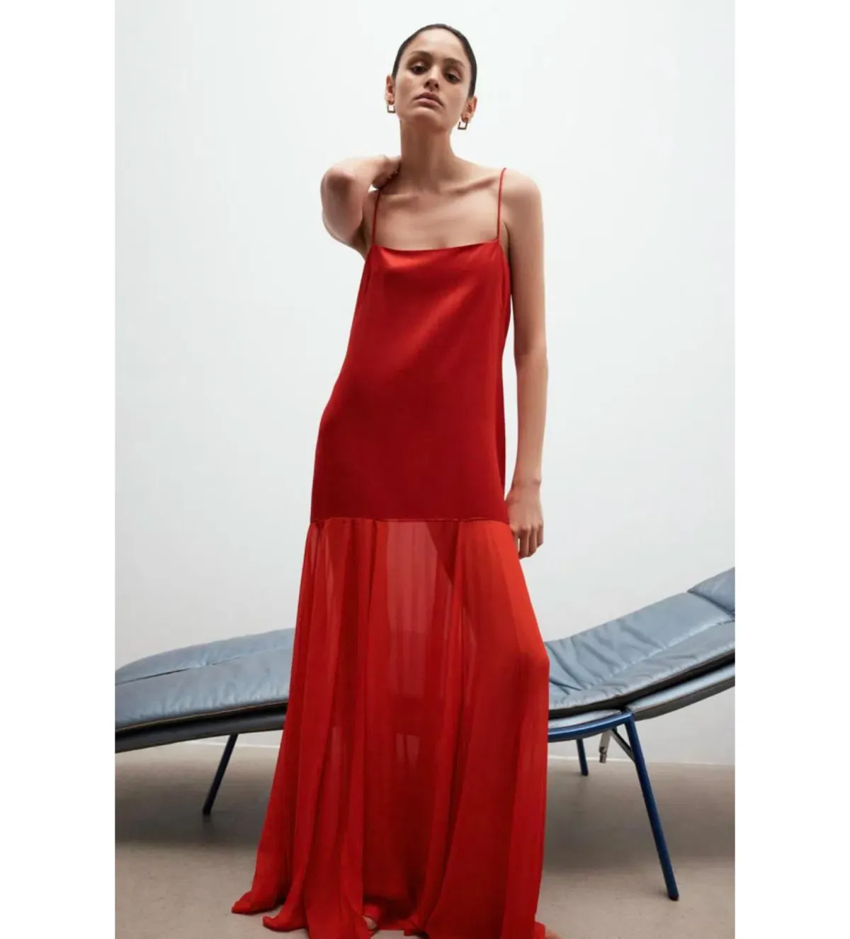 Shona Joy Moraya Dropped Waist Dress Chilli Red Size AU 10 - Image 4