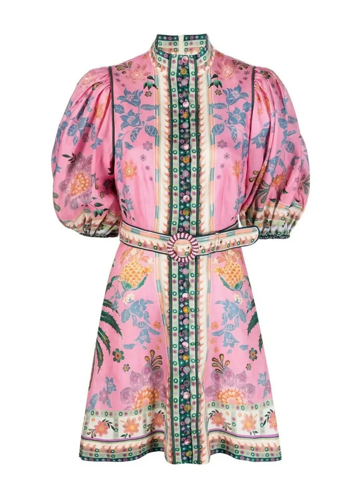 Zimmermann Ginger Buttoned Mini Dress Pink Multi Floral Size 1 / AU 10 - Image 3