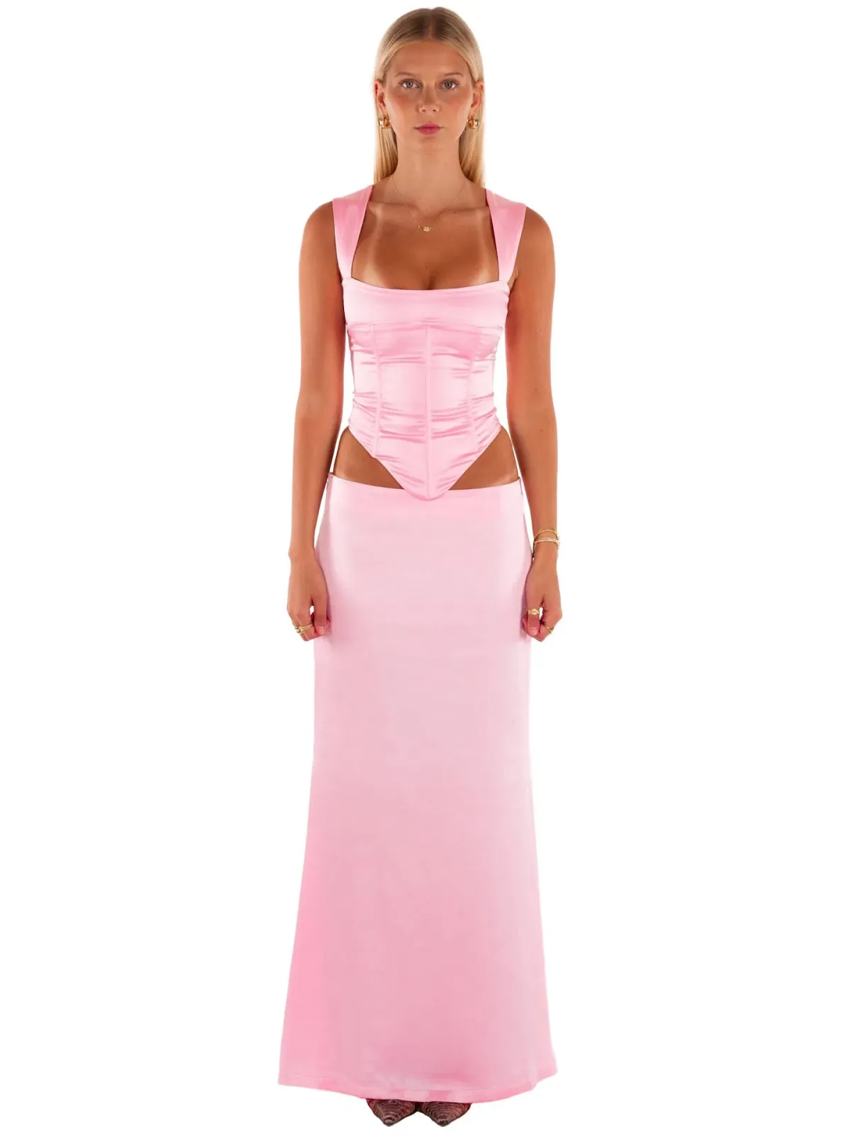 I Am Delilah Valerie Corset and Maxi Skirt Set in Candy Pink Size L / AU 12 - Image 1