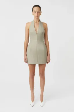  Camilla and Marc Pompidou Halter Neck Mini Dress in Green Olive Marle Size 10 for rent on The Volte - image 1