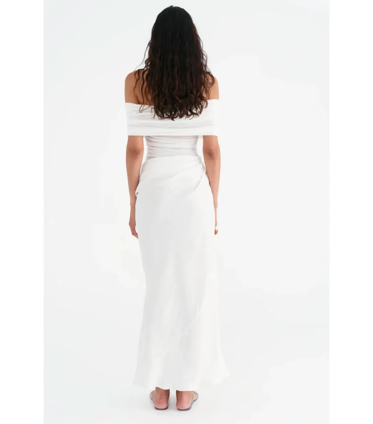Benni Nico Off Shoulder Maxi Dress in White Size AU 12 - Image 3