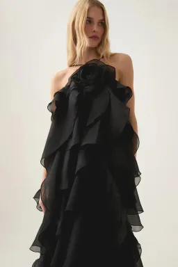Aje Pandorea Layered Maxi Dress Black Size AU 4 for rent on The Volte - image 2