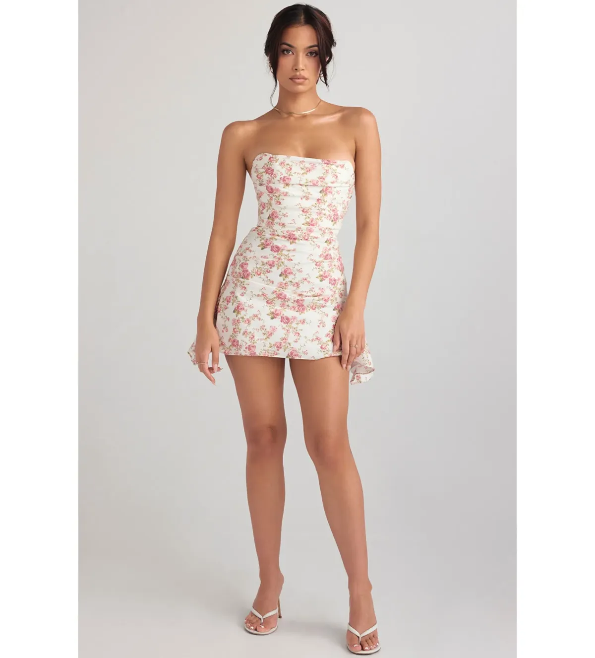 House of CB Jasmine Draped Corset Dress Rose Print Size 6 - Image 1