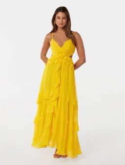 Forever New Harper Ruffle Maxi Dress Daffodil Size 8 for rent on The Volte - image 1