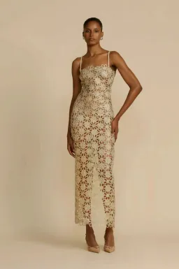Arcina Ori Kendra Midi Dress Gold Size 8 for rent on The Volte - image 1