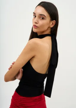 Magda Butrym Halterneck Jersey Top Black Size 8 for rent on The Volte - image 3