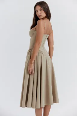 House of CB Samaria Corset Sun Dress Taupe Size 14 for rent on The Volte - image 2