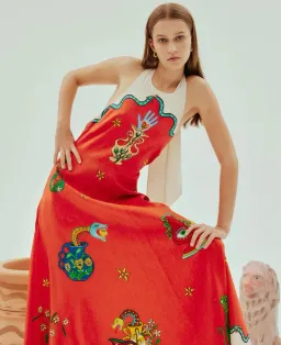 Alemais Rose Halter Dress Red Print Size AU 8 for rent on The Volte - image 4