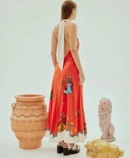 Alemais Rose Halter Dress Red Print Size AU 8 for rent on The Volte - image 3