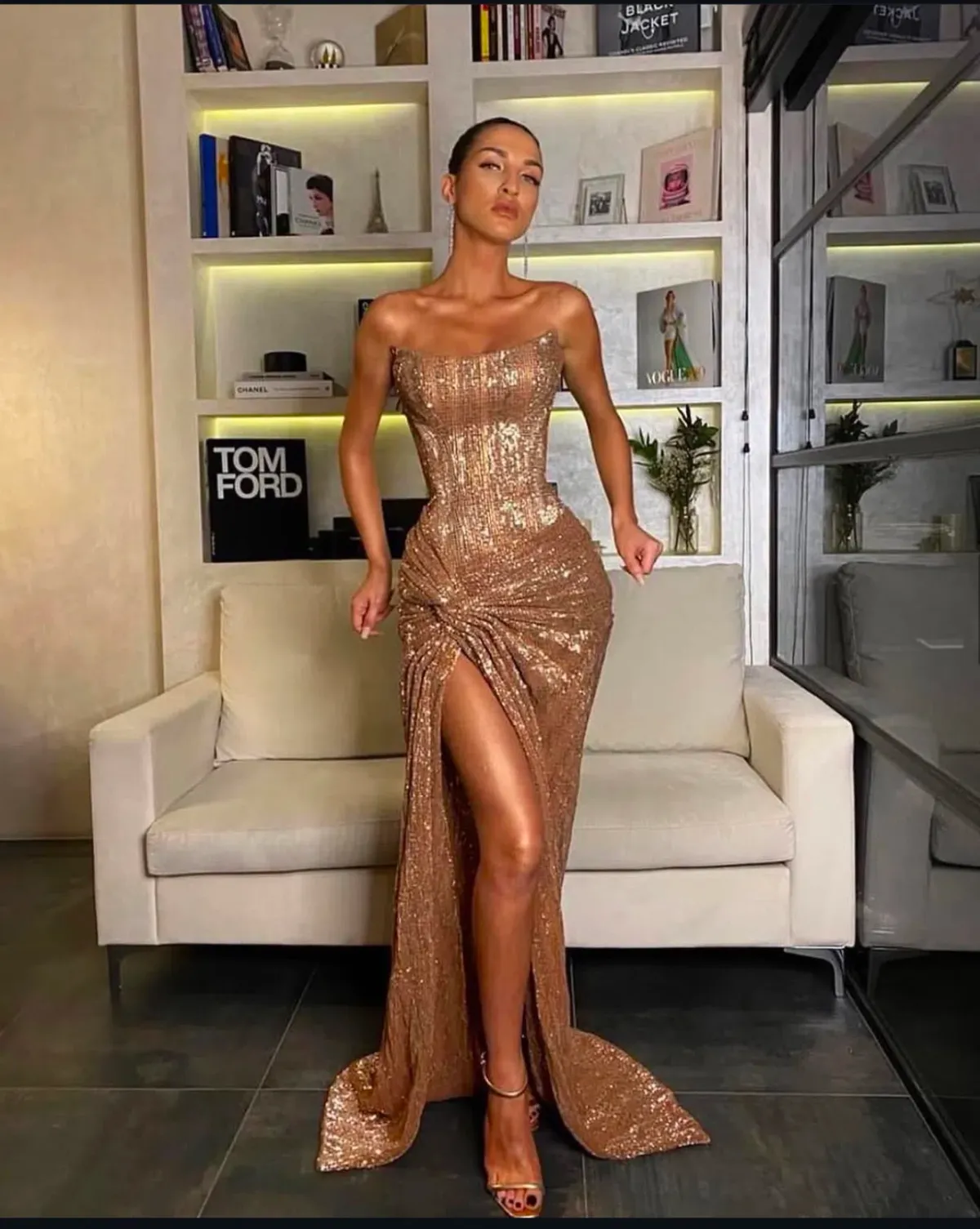 Lia Stublla Chanel Gown Gold Size 12  - Image 2