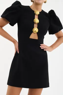 Rebecca Vallance Sirene Puff Sleeve Mini Dress Black Size 8 for rent on The Volte - image 4