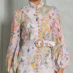 Zimmermann Illustration Belted Mini Dress Multi Floral Diamond Size 3 / AU 14 for rent on The Volte - image 4