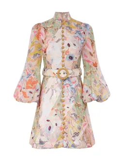 Zimmermann Illustration Belted Mini Dress Multi Floral Diamond Size 3 / AU 14 for rent on The Volte - image 5