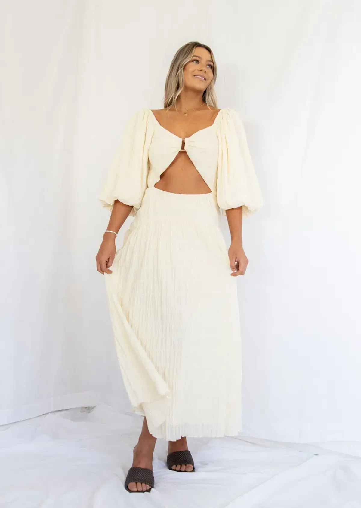 Sovere Mercy Reversible Midi Dress in French Vanilla Size  - Image 4