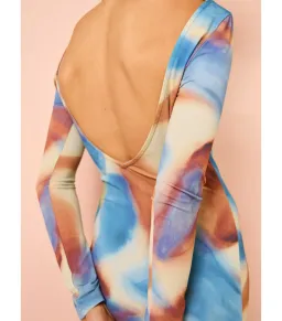 Issy Long Sleeve Maxi Dress in Blue Marble Size AU 16  for rent on The Volte - image 2