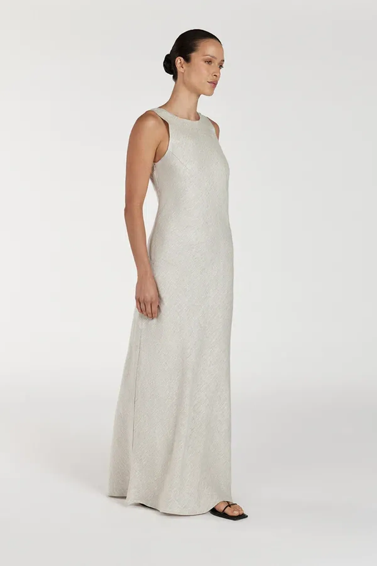 Dissh Lyra Natural Linen Midi Dress in Natural Size AU 12  - Image 2