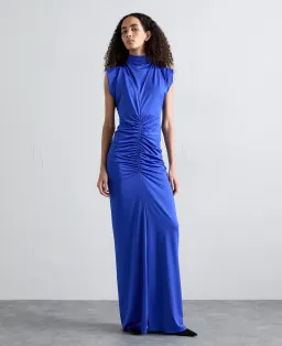 Victoria Beckham Ruched Jersey Column Gown Royal Blue Size 8 for rent on The Volte - image 1