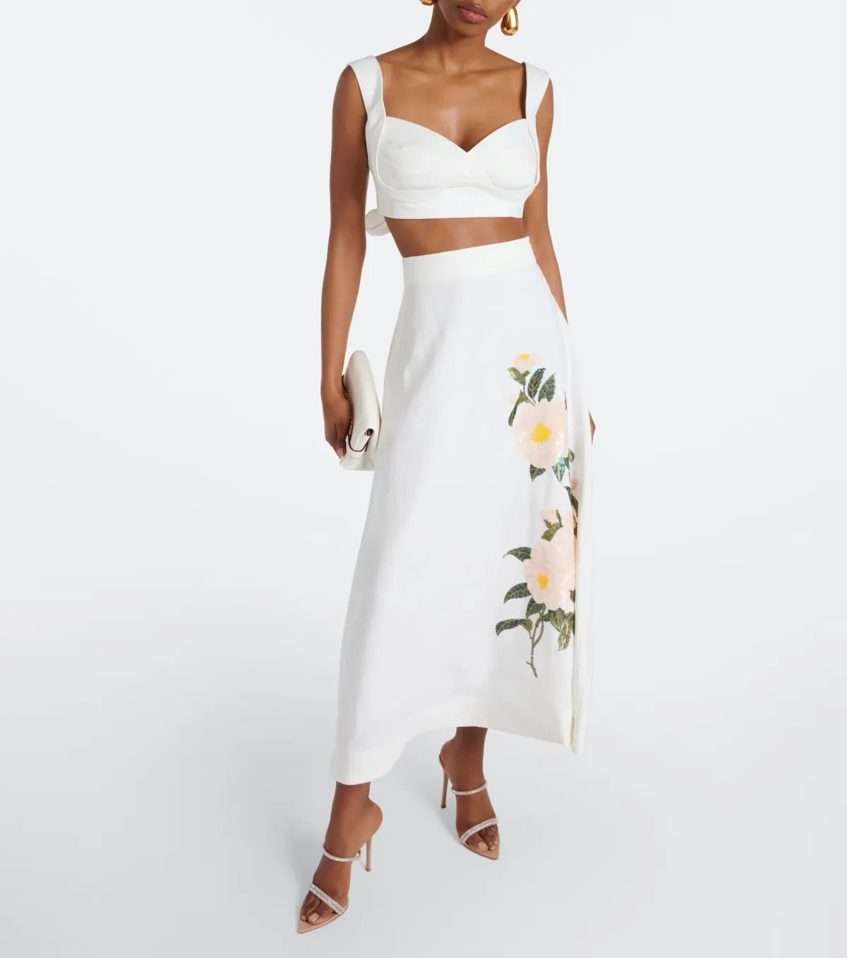 Zimmermann Natura Bralette and Flare Skirt Set Ivory Camellia Size 12/2 - Image 1