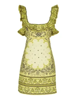 Zimmermann Matchmaker Frilled Mini Dress Yellow Bandana Size 3 / AU 14 for rent on The Volte - image 5