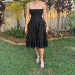 George Evening A-Line Tulle Midi Dress Black Size 10 for rent on The Volte - image 1