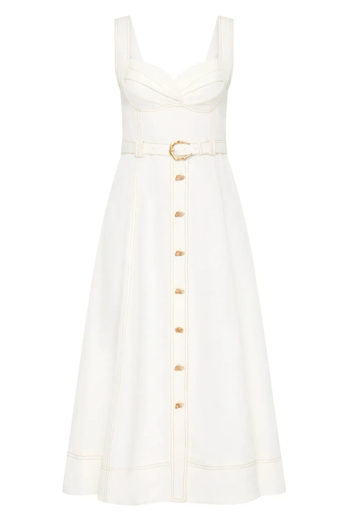 Aje Primary Belted Midi Dress Ivory Size 12 - Image 5