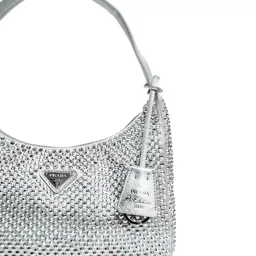 Prada Satin Crystal Bag Silver  for rent on The Volte - image 2
