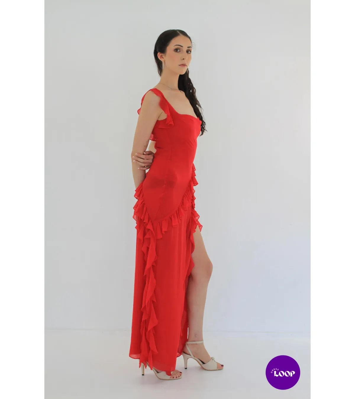 HOUSE OF CB Ariela Cherry Ruffle Maxi Dress Size S - Image 4