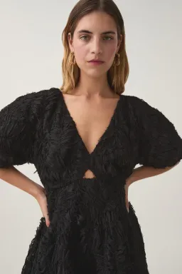 Aje Florential Textured Midi Dress Black Size 14 for rent on The Volte - image 2