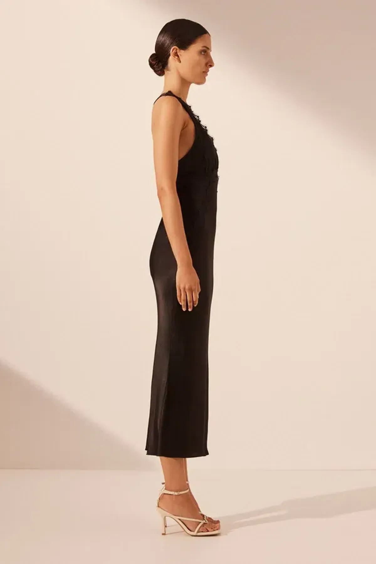 Shona Joy Camille Lace Cross Back Midi Dress Black Size 6 - Image 4