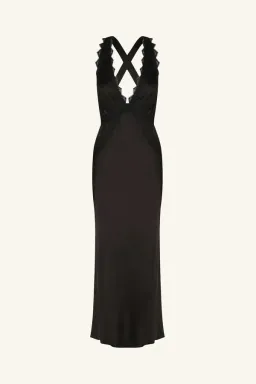 Shona Joy Camille Lace Cross Back Midi Dress Black Size 6 for rent on The Volte - image 6