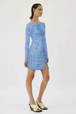 Suboo Claudia Long Sleeved Mini Dress Ice Blue Texture Size 8 for rent on The Volte - image 2