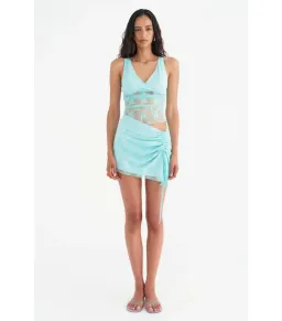 Benni Margot Mini Dress in Aquamarine Size AU 8 for rent on The Volte - image 1