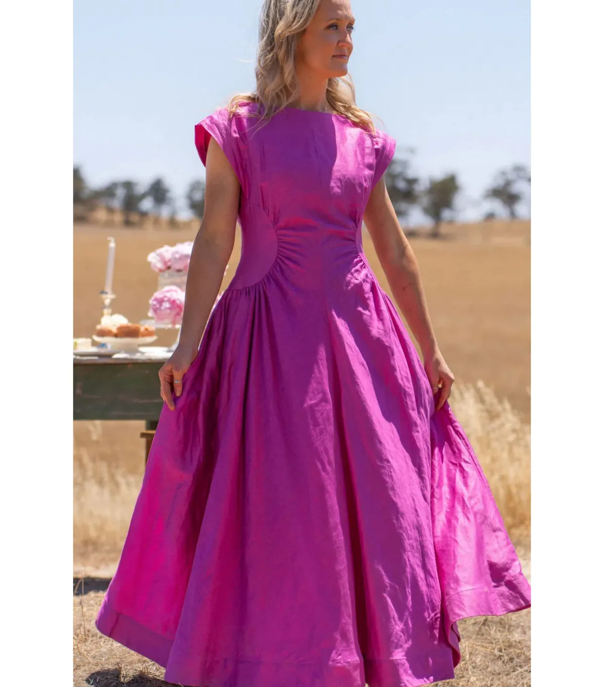 Acler Emery Midi Dress Magenta Size AU 10  - Image 1