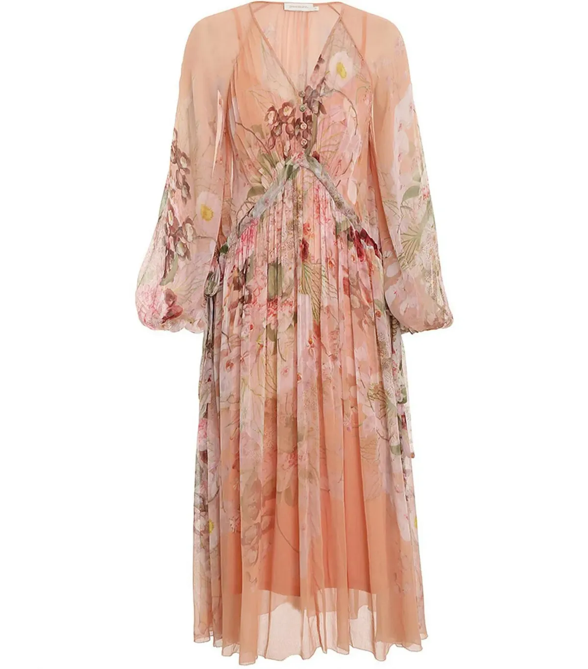Zimmermann Dancer Drawn Midi Dress Blush Garden Floral Size 3 / AU 14 - Image 3
