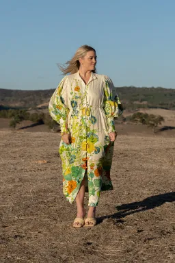 Alemais Constance Puff Sleeve Button Maxi Shirt Dress Size 14  for rent on The Volte - image 1